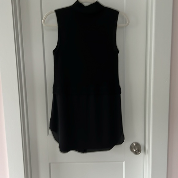 Theory sleeveless combo tunic, wool blend on top, silk button down bottom size s - Picture 4 of 10